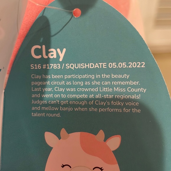 NWT 16” Clay the Strawberry Pink Cow Squishmallow - Picture 4 of 4